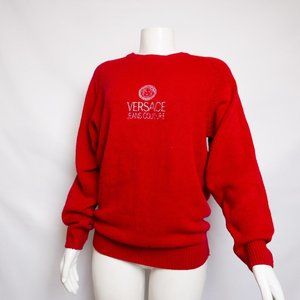 Vintage 1980s Versace Jeans Couture Red Cashmere Sweater, size M